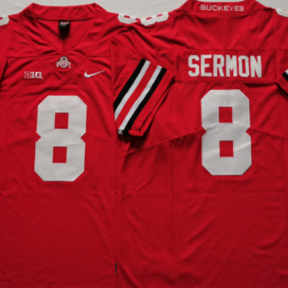 Men's Ohio State Buckeyes #8 Trey Sermon Red Stitched NCAA Jersey