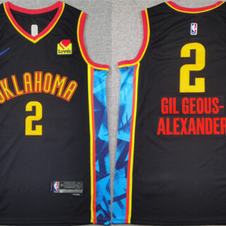 Men's Oklahoma City Thunder #2 Shai Gilgeous-Alexander Black 2024-25 City Edition Stitched Basketball Jersey