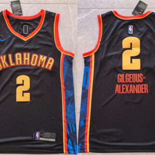 Men's Oklahoma City Thunder #2 Shai Gilgeous-Alexander Black 2024 City Edition Stitched Basketball Jersey