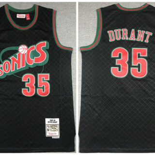 Men's Oklahoma City Thunder #35 Kevin Durant Black 2007-08 Black Throwback SuperSonics Stitched Jersey
