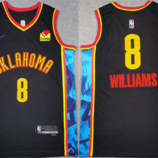 Men's Oklahoma City Thunder #8 Jalen Williams Black 2024-25 City Edition Stitched Basketball Jersey