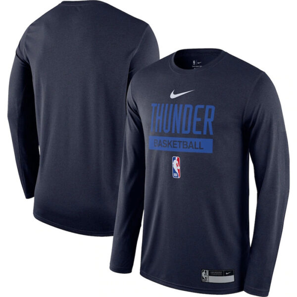 Men's Oklahoma City Thunder Navy 2022 23 Legend On-Court Practice Performance Long Sleeve T-Shirt