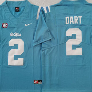 Men's Ole Miss Rebels #2 Jaxson Dart Blue Stitched Jersey