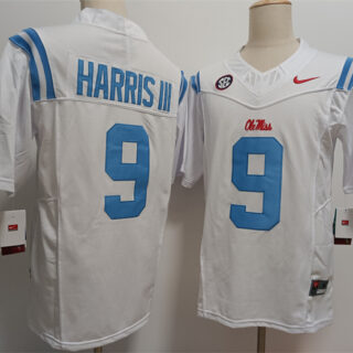 Men's Ole Miss Rebels #9 Tres Harris III White 2024 F.U.S.E Stitched Jersey