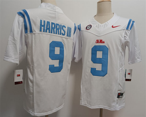 Men's Ole Miss Rebels #9 Tres Harris III White 2024 F.U.S.E Stitched Jersey