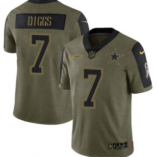 Men's Olive Dallas Cowboys #7 Trevon Diggs 2021 Salute To Service Limited Stitched Jersey