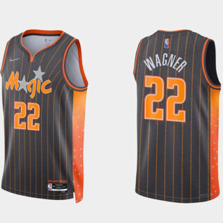 Men's Orlando Magic #22 Franz Wagner 2021 22 City Edition Black 75th Anniversary Stitched Swingman Jersey
