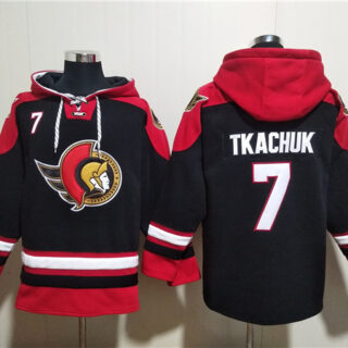 Men's Ottawa Senators #7 Brady Tkachuk Black Ageless Must-Have Lace-Up Pullover Hoodie