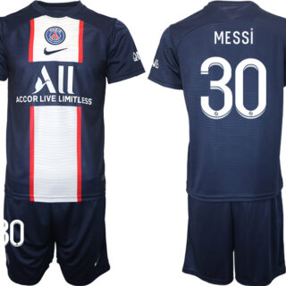 Men's Paris Saint-Germain #30 Lionel Messi 2023 Navy Home Soccer Jersey Suit 2