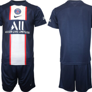 Men's Paris Saint-Germain Blank 2023 Navy Home Soccer Jersey Suit 1