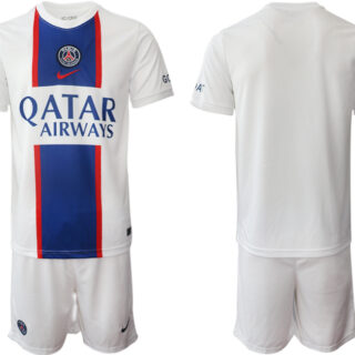 Men's Paris Saint-Germain Blank 2023 White Away Soccer Jersey Suit