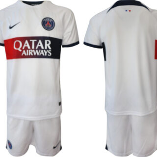 Men's Paris Saint-Germain Custom 2023 24 White Away Soccer Jersey Suit