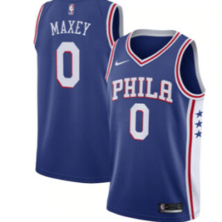 Men's Philadelphia 76ers #0 Tyrese Maxey Royal Icon Edition Stitched Swingman Jersey