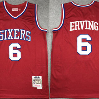 Men's Philadelphia 76ers #6 Julius Erving Red Throwback Basketball Jersey
