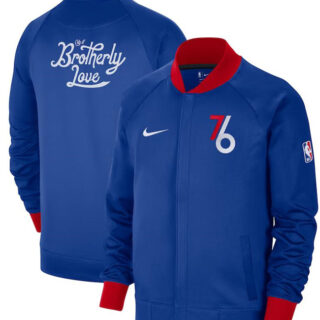 Men's Philadelphia 76ers Blue 2022 23 City Edition Showtime Thermaflex Full-Zip Jacket