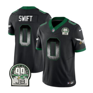 Men's Philadelphia Eagles #0 D'Andre Swift Black 2023 F.U.S.E. Throwback Vapor Untouchable Limited Stitched Football Jersey