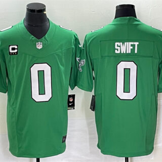 Men's Philadelphia Eagles #0 D'Andre Swift Green 2023 F.U.S.E. With C Patch Vapor Untouchable Stitched Football Jersey