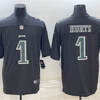 Men's Philadelphia Eagles #1 Jalen Hurts Black Green Vapor Untouchable Limited Stitched Jersey