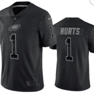 Men's Philadelphia Eagles #1 Jalen Hurts Black Reflective Limited Stitched Jersey