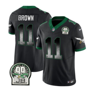 Men's Philadelphia Eagles #11 A. J. Brown Black 2023 F.U.S.E. Throwback Vapor Untouchable Limited Stitched Football Jersey
