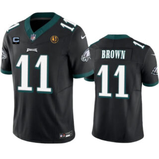 Men's Philadelphia Eagles #11 A. J. Brown Black 2023 F.U.S.E. With 1-Star C Patch And John Madden Patch Vapor Limited Stitched Football Jersey