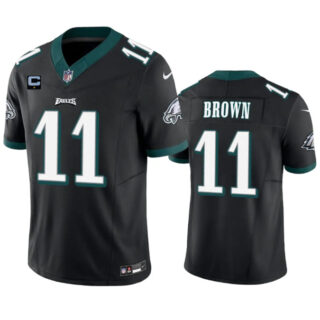 Men's Philadelphia Eagles #11 A. J. Brown Black 2023 F.U.S.E. With 4-Star C Patch Vapor Untouchable Limited Stitched Football Jersey