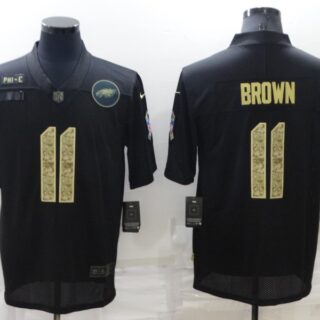 Men's Philadelphia Eagles #11 A. J. Brown Black Camo Salute To Service Limited Stitched Jersey