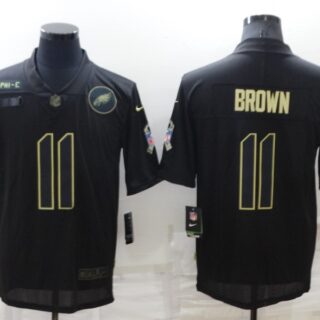 Men's Philadelphia Eagles #11 A. J. Brown Black Salute To Service Limited Stitched Jersey