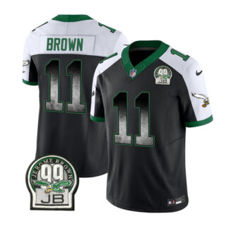 Men's Philadelphia Eagles #11 A. J. Brown Black White 2023 F.U.S.E. Throwback Vapor Untouchable Limited Stitched Football Jersey