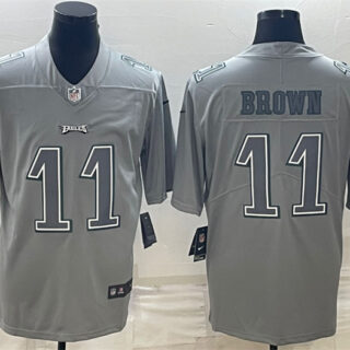 Men's Philadelphia Eagles #11 A.J. Brown Gray Atmosphere Fashion Stitched Jersey