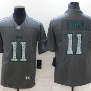 Men's Philadelphia Eagles #11 A. J. Brown Gray Fashion Static Limited Stitched Jersey