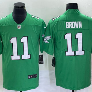 Men's Philadelphia Eagles #11 A. J. Brown Green Stitched Football Jersey