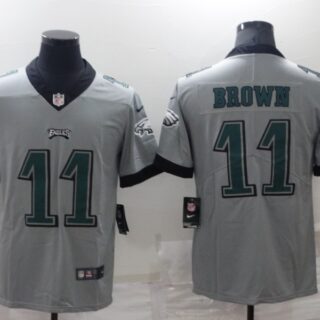 Men's Philadelphia Eagles #11 A. J. Brown Grey Vapor Untouchable Limited Stitched Jersey