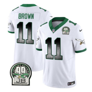 Men's Philadelphia Eagles #11 A. J. Brown White 2023 F.U.S.E. Throwback Vapor Untouchable Limited Stitched Football Jersey