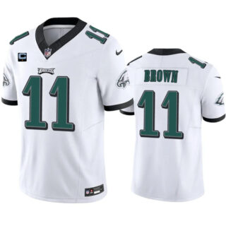 Men's Philadelphia Eagles #11 A. J. Brown White 2023 F.U.S.E. With 1-Star C Patch Vapor Untouchable Limited Stitched Football Jersey