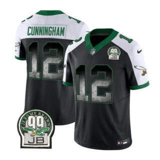 Men's Philadelphia Eagles #12 Randall Cunningham Black White 2023 F.U.S.E. Throwback Vapor Untouchable Limited Stitched Football Jersey