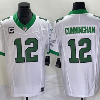Men's Philadelphia Eagles #12 Randall Cunningham White 2023 F.U.S.E. With C Patch Vapor Untouchable Stitched Football Jersey