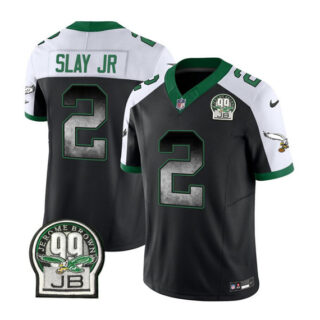 Men's Philadelphia Eagles #2 Darius Slay JR Black White 2023 F.U.S.E. Throwback Vapor Untouchable Limited Stitched Football Jersey