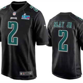Men's Philadelphia Eagles #2 Darius Slay Jr. Black Super Bowl LVII Patch Stitched Game Jersey