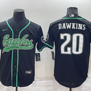 Men's Philadelphia Eagles #20 Brian Dawkins Black Cool Base Stitched Baseball Jersey