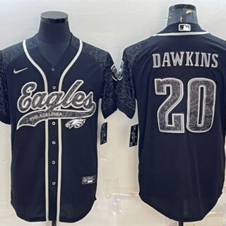 Men's Philadelphia Eagles #20 Brian Dawkins Black Reflective With Patch Cool Base Stitched Baseball Jersey