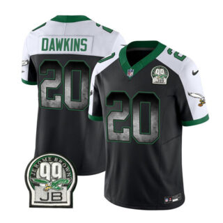 Men's Philadelphia Eagles #20 Brian Dawkins Black White 2023 F.U.S.E. Throwback Vapor Untouchable Limited Stitched Football Jersey