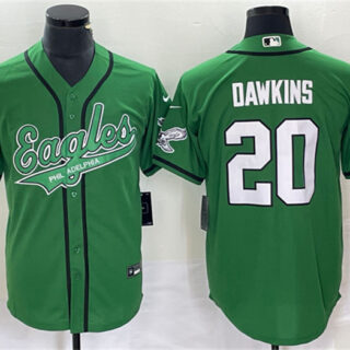 Men's Philadelphia Eagles #20 Brian Dawkins Green Cool Base Stitched Baseball Jersey