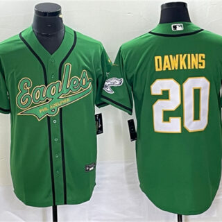 Men's Philadelphia Eagles #20 Brian Dawkins Green Gold Cool Base Stitched Baseball Jersey