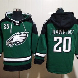 Men's Philadelphia Eagles #20 Brian Dawkins Green Lace-Up Pullover Hoodie