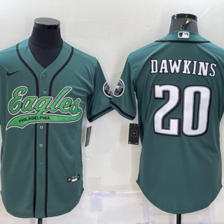 Men's Philadelphia Eagles #20 Brian Dawkins Green With Patch Cool Base Stitched Baseball Jersey