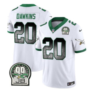 Men's Philadelphia Eagles #20 Brian Dawkins White 2023 F.U.S.E. Throwback Vapor Untouchable Limited Stitched Football Jersey