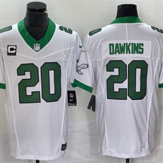 Men's Philadelphia Eagles #20 Brian Dawkins White 2023 F.U.S.E. With C Patch Vapor Untouchable Stitched Football Jersey
