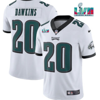Men's Philadelphia Eagles #20 Brian Dawkins White Super Bowl LVII Patch Vapor Untouchable Limited Stitched Jersey