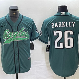 Men's Philadelphia Eagles #26 Saquon Barkley Green Cool Base Baseball Stitched Jersey